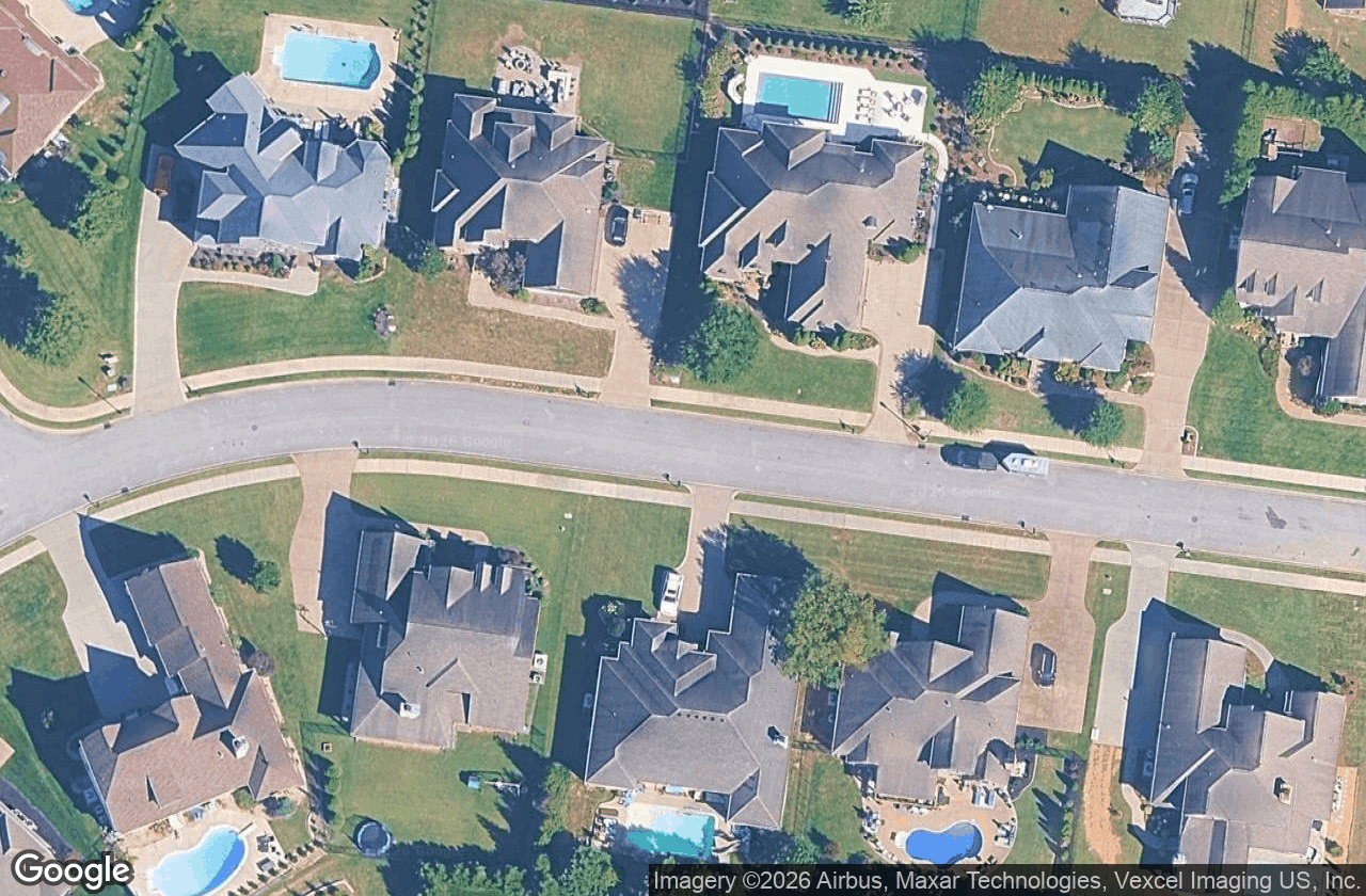 Backyard pools and estate lots from above.