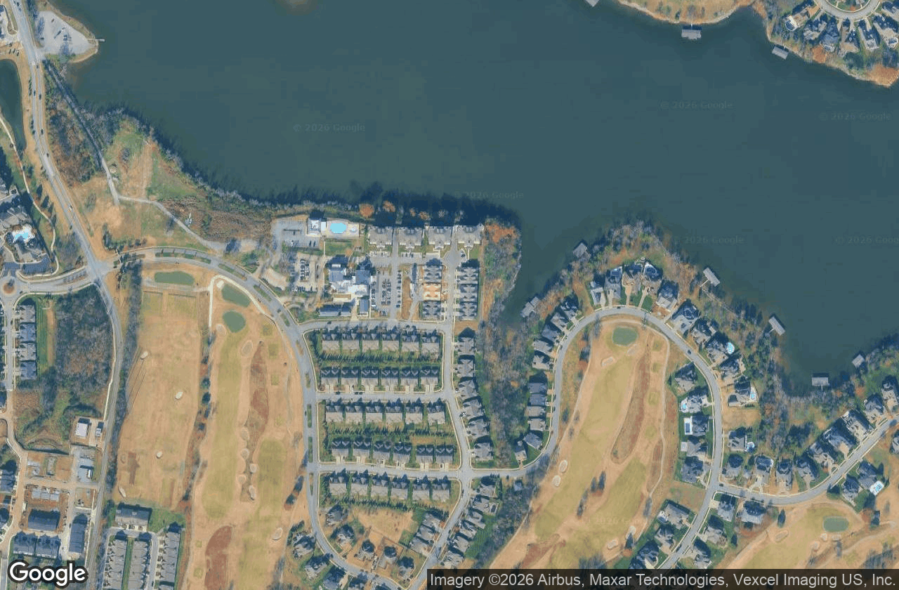 Foxland Harbor on Old Hickory Lake — golf, marina coves, and lakeside streets from above